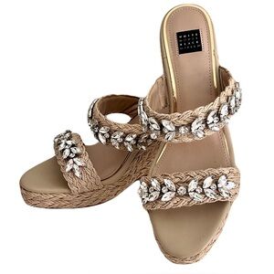 White House Black Market Crystal ‘Blakely’ Espadrille Wedge Sandals, Size 10